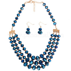 Set di collane multistrato con perline di vetro rondelle e orecchini pendenti per donna&nbsp;WG36B17-01