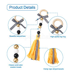 4 pz. 2 decorazioni pendenti con nappe in filato di lana a tema per l'ultimo anno&nbsp;HJEW-CF0001-18