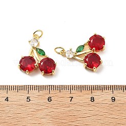 Cerise micro en laiton pavent pendentifs zircone cubique&nbsp;X-KK-L237-021G-01