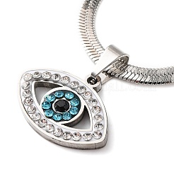 304 Edelstahl Strass Schlangenkette Böse Augen Anhänger Halsketten&nbsp;NJEW-K273-02P