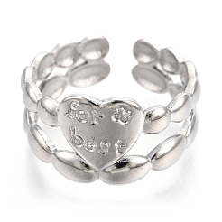Anillos de puño con forma de corazón de acero inoxidable 304 que no se deslustran&nbsp;RJEW-N038-117P