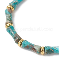 Bracelets de perles tressées en jaspe impérial teint naturellement et en laiton&nbsp;BJEW-JB13418-01