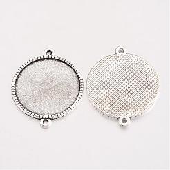 Le impostazioni del connettore cabochon tondo piatto in lega di stile tibetano&nbsp;TIBE-Q038-001G-AS-RS