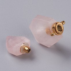 Colgantes de botella de perfume de cuarzo rosa natural hexagonal&nbsp;G-H241-03F-G