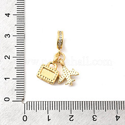 Messing tief himmelblau Emaille europäische Anhänger&nbsp;KK-F904-23G