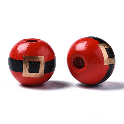 Cuentas europeas de madera natural pintada&nbsp;WOOD-S057-035