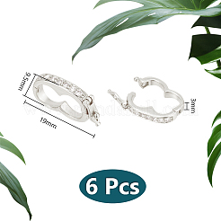 6 Stück Rack-Plating Messing Micro Pave Zirkonia Twister Verschlüsse&nbsp;ZIRC-UN0001-08P