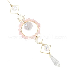 Sonnenring aus Messing und Rosenquarzsplitter&nbsp;HJEW-JM05027-02