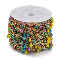 Cadenas de eslabones esmaltados de acero inoxidable 304&nbsp;AJEW-Z028-09G-01