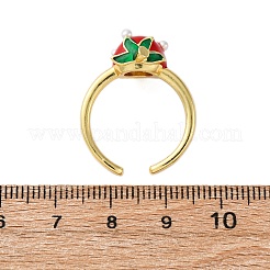 Offene Manschettenringe aus Messing und Emaille für Damen&nbsp;RJEW-U057-19A-G