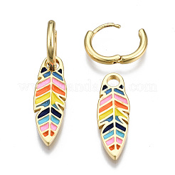 Huggy Creolen aus Messingemaille&nbsp;EJEW-T014-26G-NF