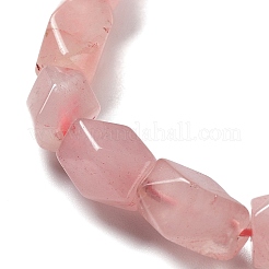 Bracelet extensible en perles de pépite de quartz rose naturel&nbsp;BJEW-F462-01