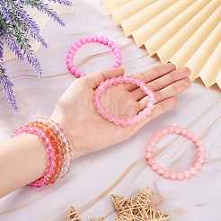 6 Stück 6 Stile 8mm Glas runde Perlen Stretch Armband Sets&nbsp;BJEW-TAC0023