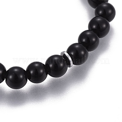 Braccialetti di fascino naturale ossidiana&nbsp;BJEW-I275-B04