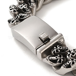 304 Edelstahl Totenkopf Cuban Link Kette Armbänder für Frauen Männer&nbsp;BJEW-Q341-06E-AS