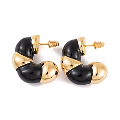 Aretes de esmalte de latón en forma de C para mujer&nbsp;EJEW-G391-19G-02