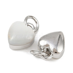Messing Pavé Naturweiß Muschel Herz Charms mit Biegeringen&nbsp;KK-F908-07P