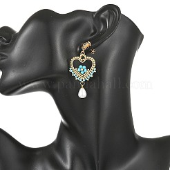 Boucles d'oreilles pendantes en magnésite naturelle et en verre pour femmes&nbsp;EJEW-MZ00782-03
