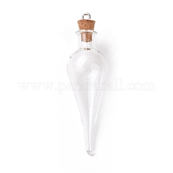 Teardrop Glaskorkflasche große Anhänger&nbsp;AJEW-A041-01C