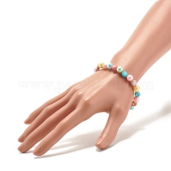 Bracciale elasticizzato con perline in acrilico con cuore da donna&nbsp;BJEW-JB07564