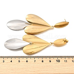 Boucles d'oreilles pendantes bicolores en acier inoxydable 304&nbsp;EJEW-M104-01B-PG