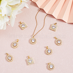 9 pz 3 pendenti in ottone con micro pavé di zirconi cubici&nbsp;KK-BBC0019-44