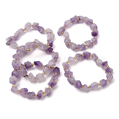 Braccialetti elasticizzati da donna con pepite di ametista grezza naturale.&nbsp;GG-CBA2C9C-03