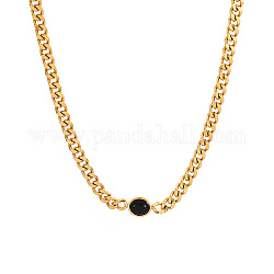 Золотая овальная подвеска из нержавеющей стали, ожерелье и цепочки с бордюром, чёрные, нет размера