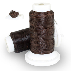 Cordon de polyester ciré plat, pour la couture de cuir, brun coco, 0.8mm, environ 54.68 yards (50 m)/rouleau