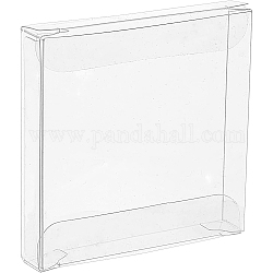 Confezione regalo in scatola in pvc trasparente, per scatola di imballaggio baby shower festa di nozze, quadrato, chiaro, 6x6x1cm, 50 pc / set