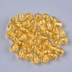 Perle di plastica trasparente, tondo, oro, 6x5.5mm, Foro: 1.8 mm, circa 5000pcs/500g