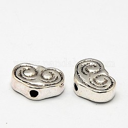 Brass Heart Beads, for Jewelry Making, Antique Silver, 14x10x5mm, Hole: 2mm