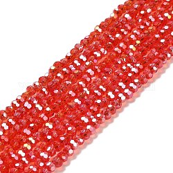 Perle di vetro trasparente, sfaccettato, tondo, rosso, 3.5x3mm, Foro: 1 mm, circa 168~169pcs/filo, 19.09'' (48.5 cm)