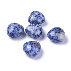 Natürlicher blauer Fleck-Jaspis-Herz-Liebesstein, Taschenpalmenstein zum Reiki-Ausgleich, 20x20x13~13.5 mm