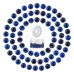 Ensembles de fabrication de bracelets stretch SunnyClue DIY, Inclure des perles rondes en lapis-lazuli teinté naturel, Fil cristal, fil élastique, perles: 6~6.5 mm, Trou: 0.8~1mm, 200 pcs / boîte
