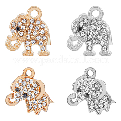 HOBBIESAY 32Pcs 2 Colors Elephant Pendants Silver and Light Gold Charms Alloy Rhinestone Cute Craft Supplies Jewelry Making Accessories for Earrings Bracelets Necklaces Making, Hole: 2mm