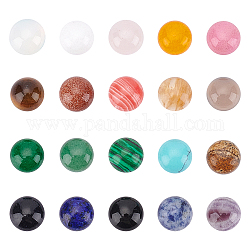 Cabuchones de piedras preciosas, medio redondo / cúpula, 10x4~5mm, 20 materiales, 2pcs / material, 40 unidades / caja