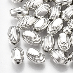 Ccb Kunststoff-Perlen, Oval, Platin Farbe, 11x7x7 mm, Bohrung: 1.5 mm