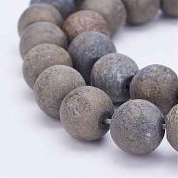 Natürliche Pyrit Perlenstränge, Runde, matt, 9~9.5 mm, Bohrung: 1 mm, ca. 42 Stk. / Strang, 15.7 Zoll (40 cm)