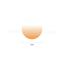 Disque acrylique de couleur dégradée gros pendentifs, ébauches acryliques, plat rond, orange, 50x1.8mm
