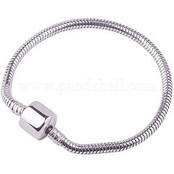 Bracelet à breloques en acier inoxydable Pandahall Elite 304 pour la fabrication de bijoux à breloques de style européen, fermoir à pression barillet, 18 cm