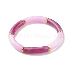 Двухцветный акриловый изогнутый браслет из бисера, массивный браслет для женщин, фиолетовые, внутренний диаметр: 2-1/8 дюйм (5.5 см)