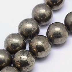 Natürliche Pyrit Perlen Stränge, Runde, 20 mm, Bohrung: 1.5 mm, ca. 20 Stk. / Strang, 15.74 Zoll