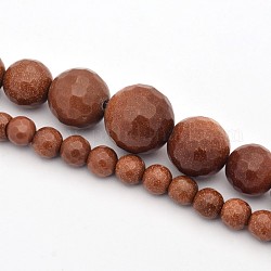 Synthetischen Aventurin graduierte Perlen Stränge, facettiert, Runde, 6~14 mm, Bohrung: 1 mm, ca. 63 Stk. / Strang, 17.3 Zoll