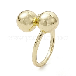 Rack Plating Brass Cuff Rings, Round Ball, Real 18K Gold Plated, Inner Diameter: 20.2mm