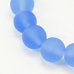 Handmade Frosted Lampwork Beads Strands, Round, Cornflower Blue, 6mm, Hole: 1mm