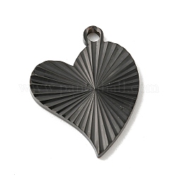 Placcatura ionica (ip) 304 ciondoli in acciaio inossidabile, fascino cuore, nero, 21.5x17x2mm, Foro: 1.8 mm