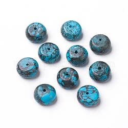 Natural Howlite Beads, Dyed & Heated, Flat Round/Disc, 10~10.5x5.4~6mm, Hole: 1mm