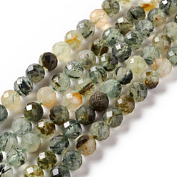 Chapelets de perles en préhnite naturelle, facette, ronde, 8mm, Trou: 0.8mm, Environ 49 pcs/chapelet, 15.16'' (38.5 cm)
