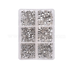 Perle en verre de dos plat, facette, accessoires nail art de décoration, demi-rond, cristal, 2~4.9mm, environ 1015 pcs / boîte